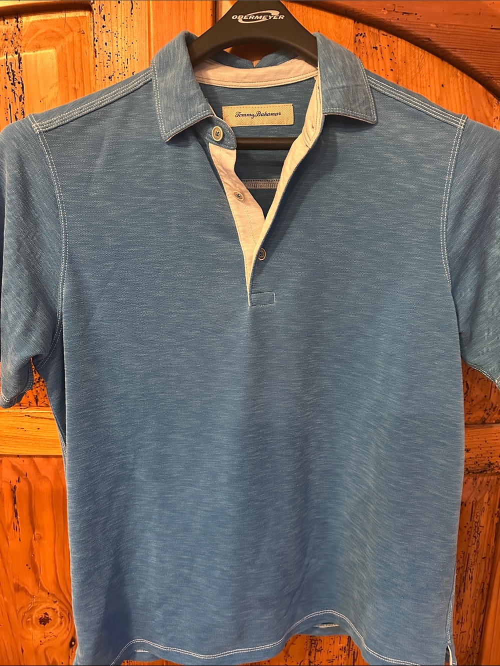 Tommy Bahama Light Blue Polo with Contrast Placket